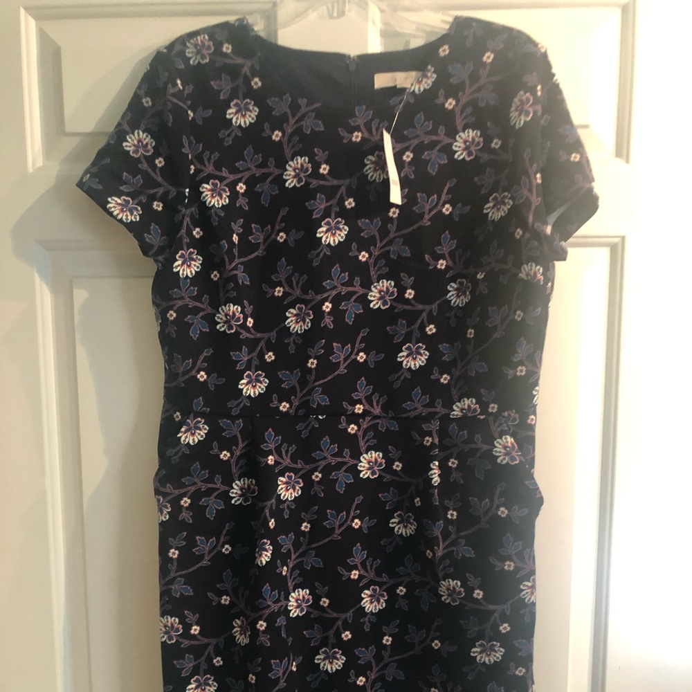 Loft navy floral dress.  NWT